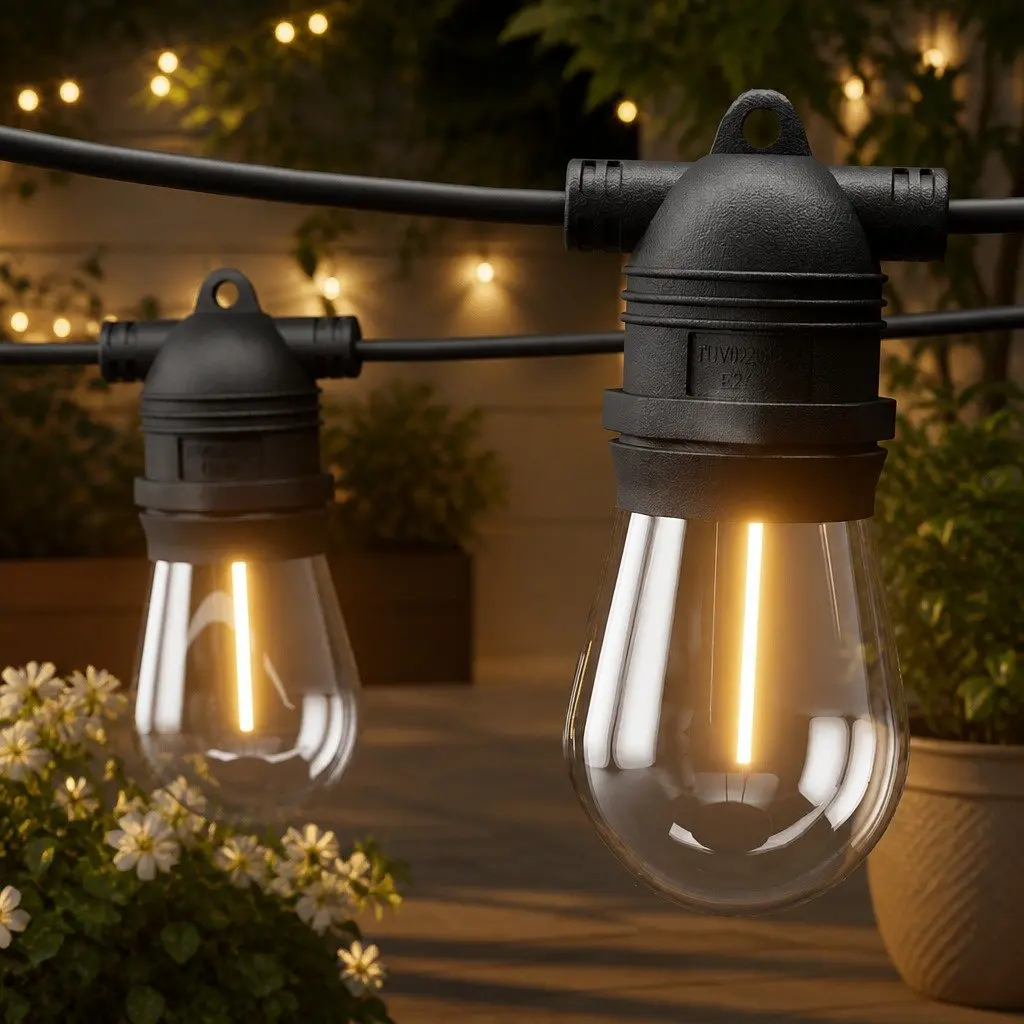 Festoon Lights 64m Warm White Indoor Outdoor 70 Bulbs Party Garden Decor