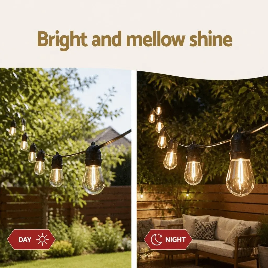 Festoon Lights 64m Warm White Indoor Outdoor 70 Bulbs Party Garden Decor