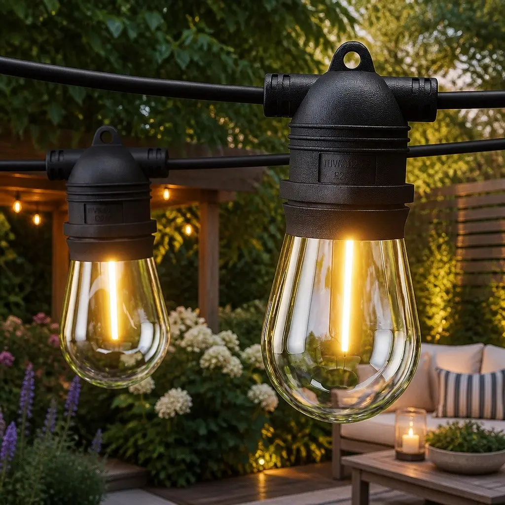 Festoon Lights 64m Warm White Indoor Outdoor 70 Bulbs Party Garden Decor