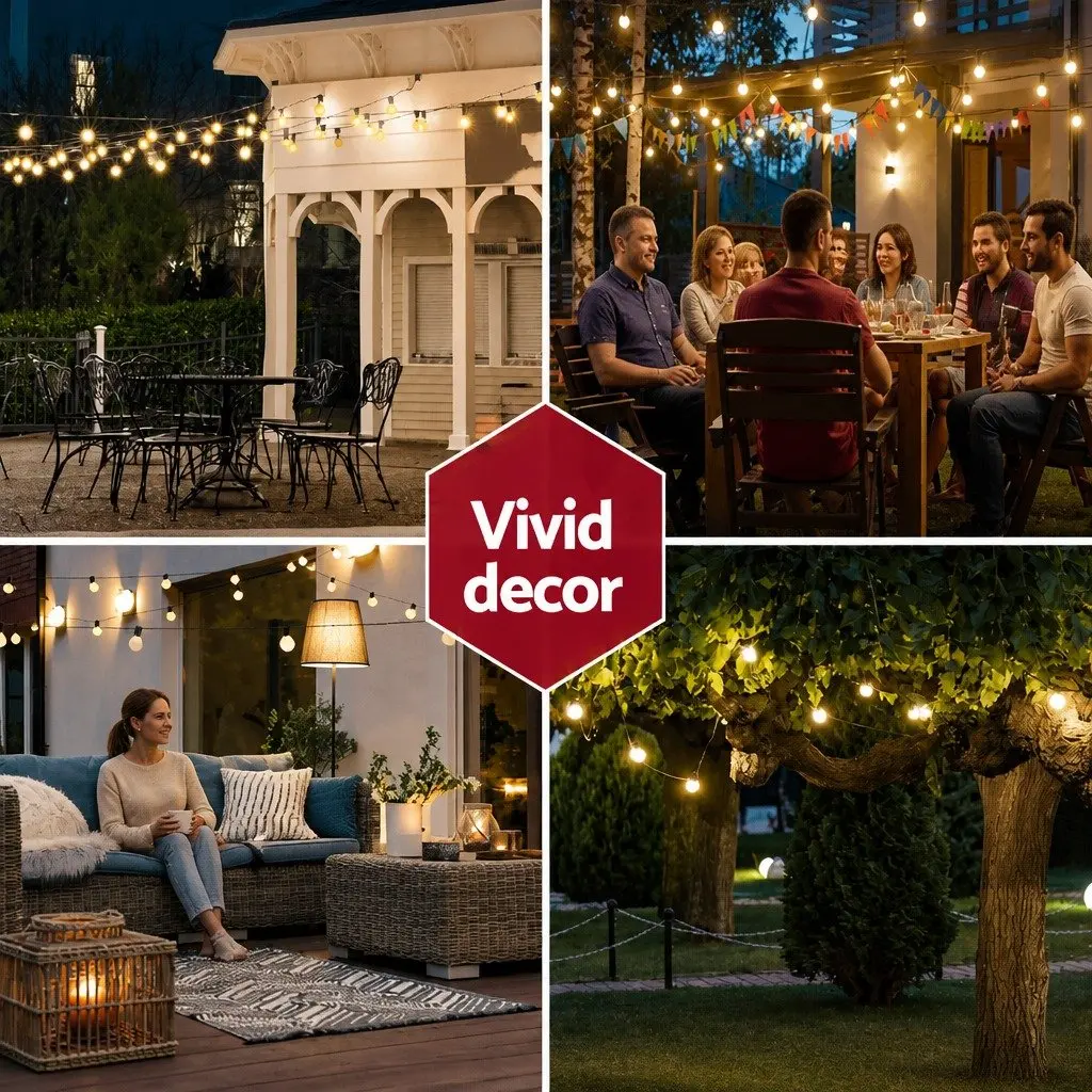 73m Festoon String Lights with 80 Warm White Bulbs