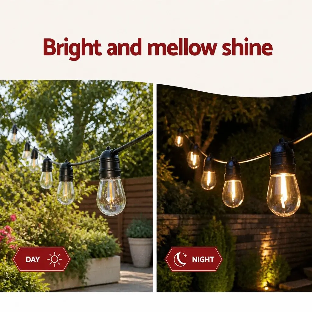 73m Festoon String Lights with 80 Warm White Bulbs