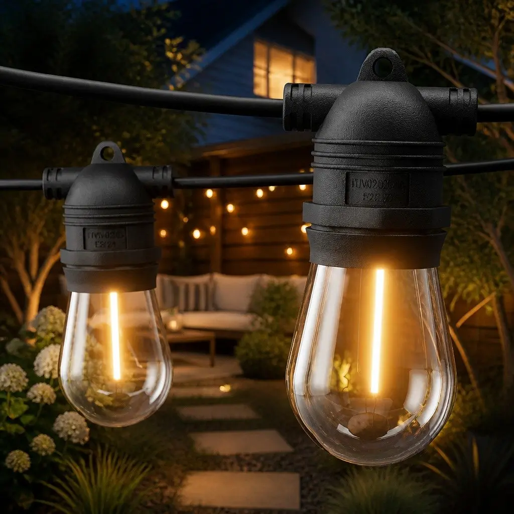 Festoon String Lights Warm White 82m Outdoor Garden Christmas Party 90 Bulbs