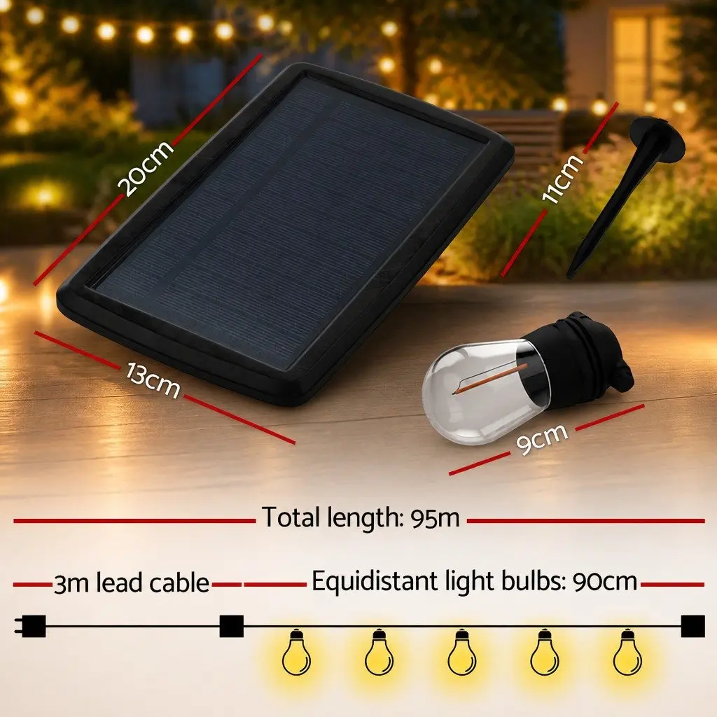 95m Solar Festoon Lights for Outdoor Celebrations