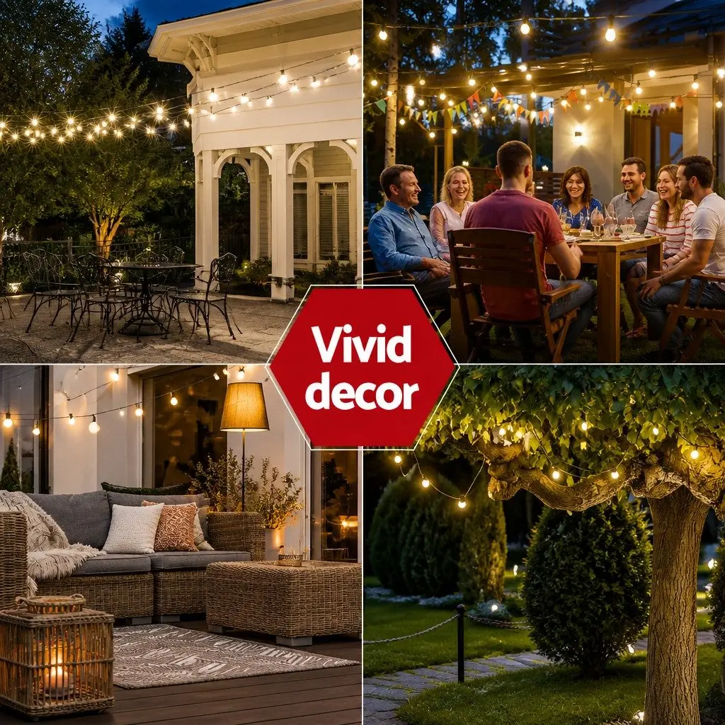 95m Solar Festoon Lights for Outdoor Celebrations