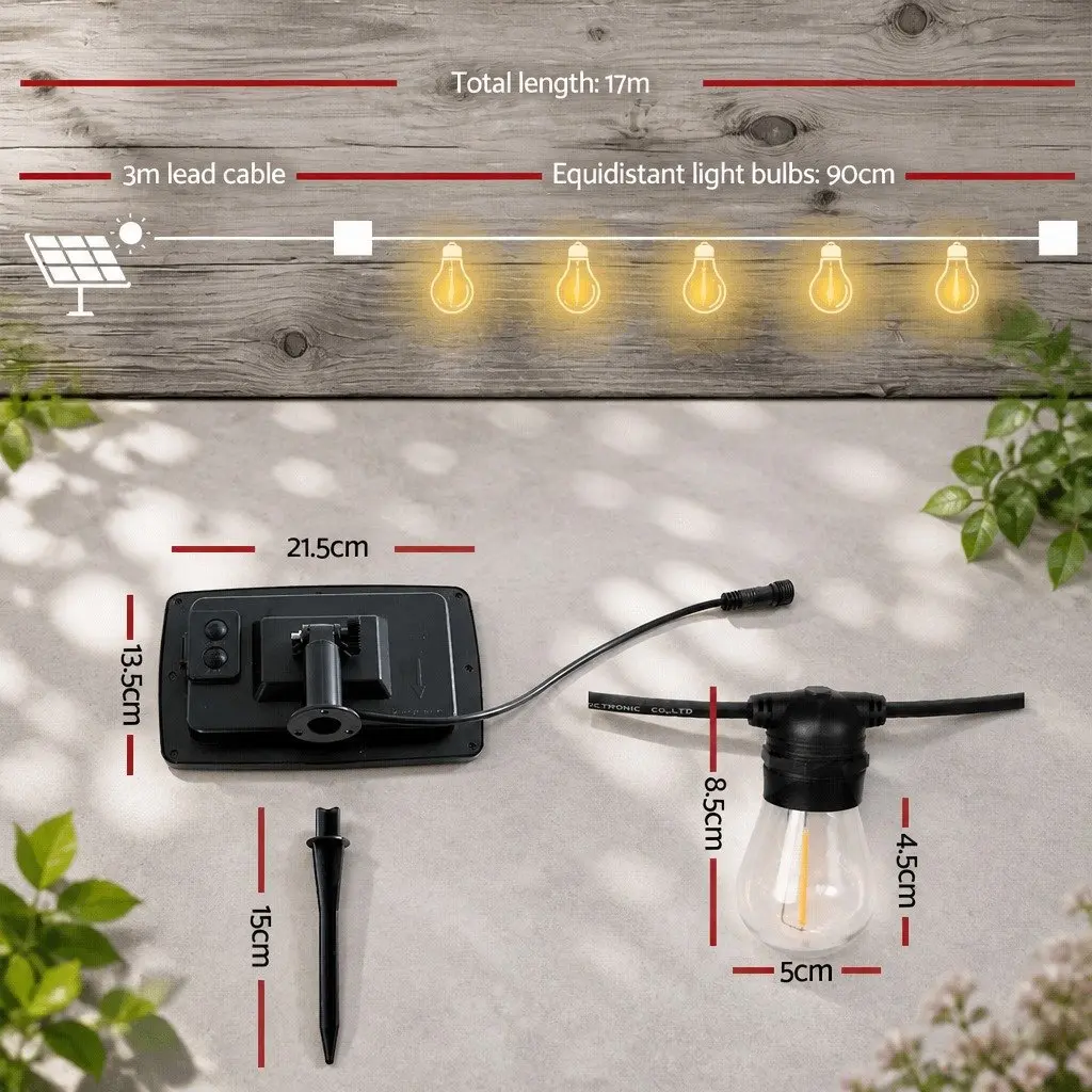 17m Solar Festoon Lights Outdoor LED String Lights