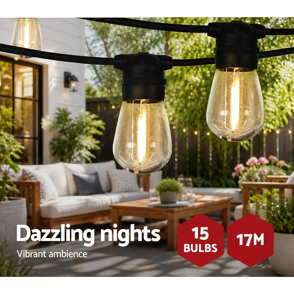 17m Solar Festoon Lights Outdoor LED String Lights