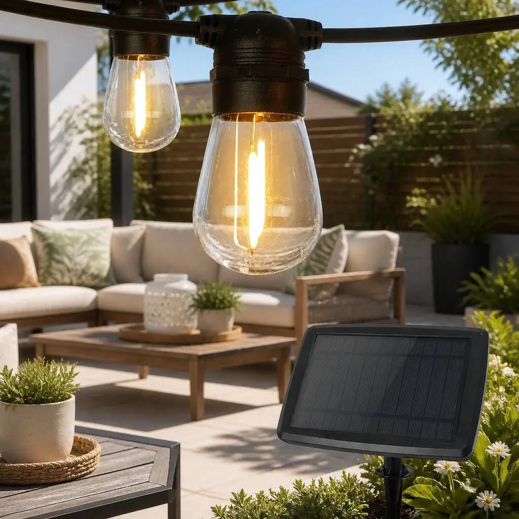 17m Solar Festoon Lights Outdoor LED String Lights