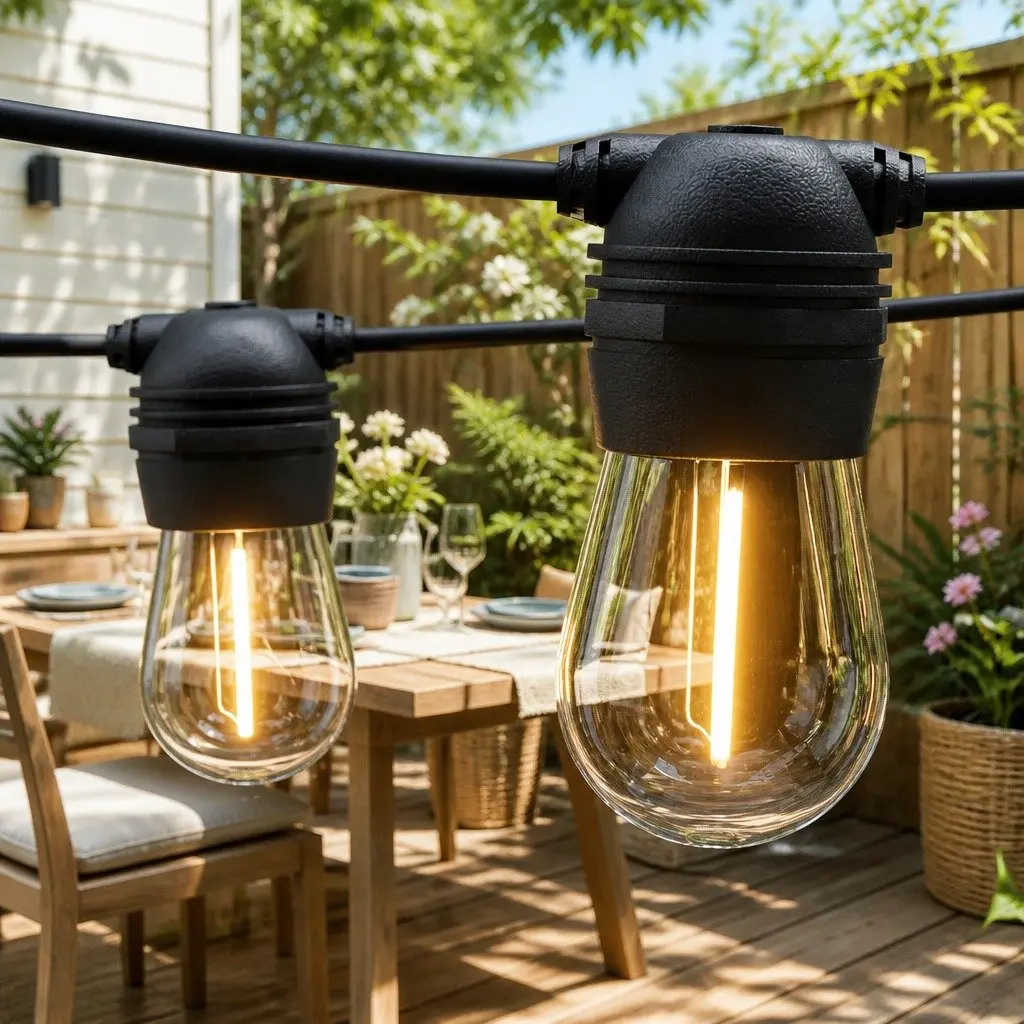 Solar Festoon String Lights LED Warm White 34m Outdoor