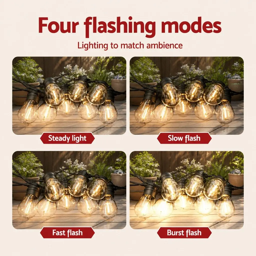 Solar Festoon String Lights LED Warm White 34m Outdoor