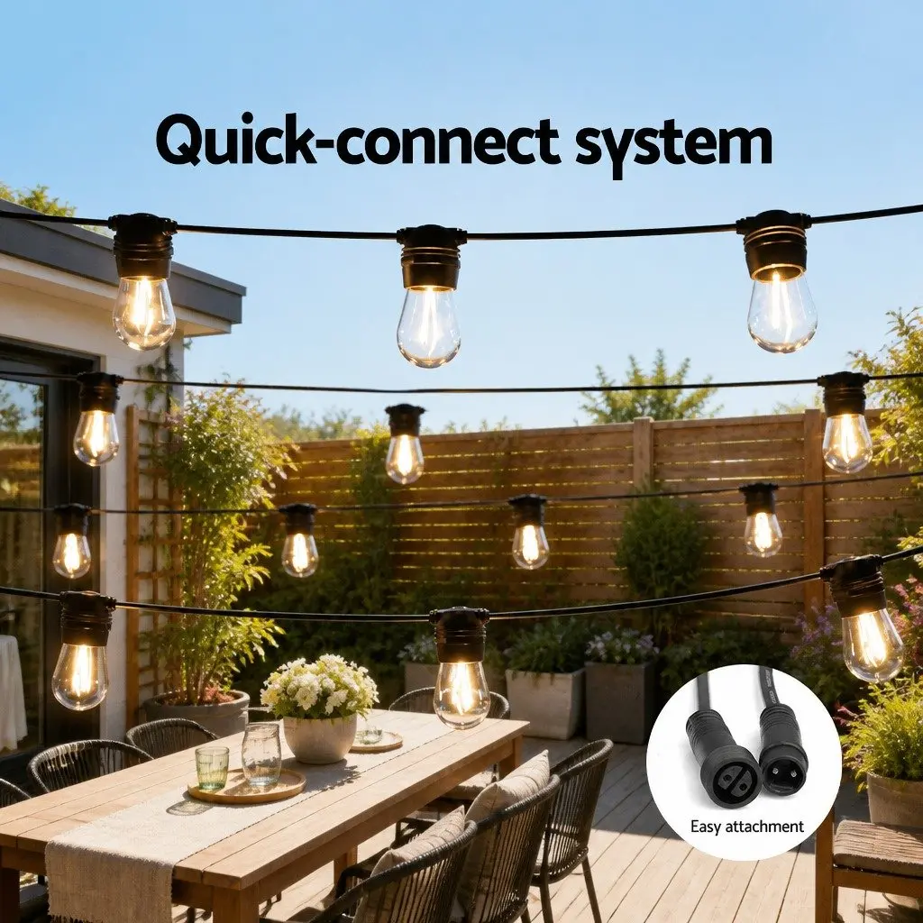 Solar Festoon String Lights LED Warm White 34m Outdoor