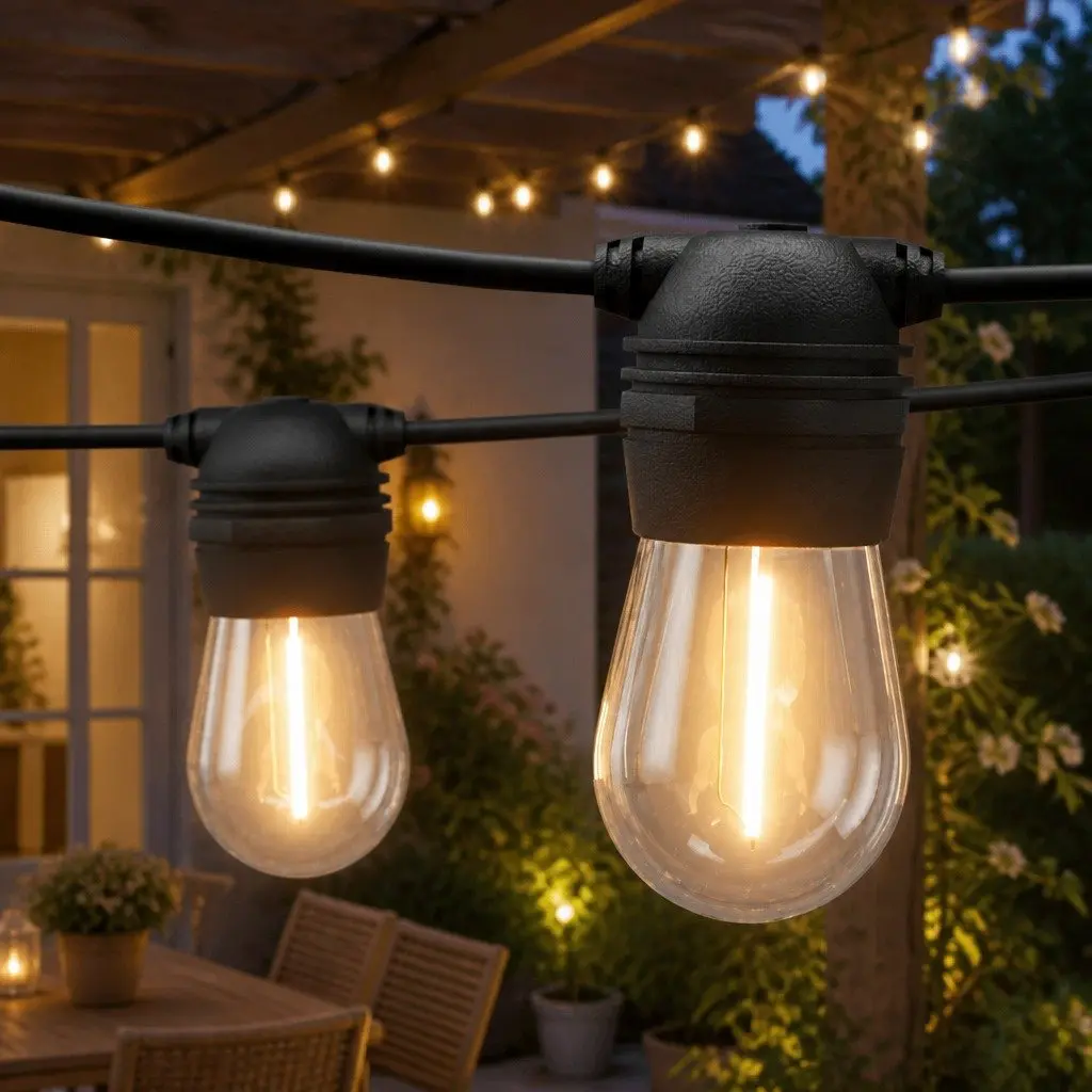23m Solar Festoon String Lights for Outdoor Use