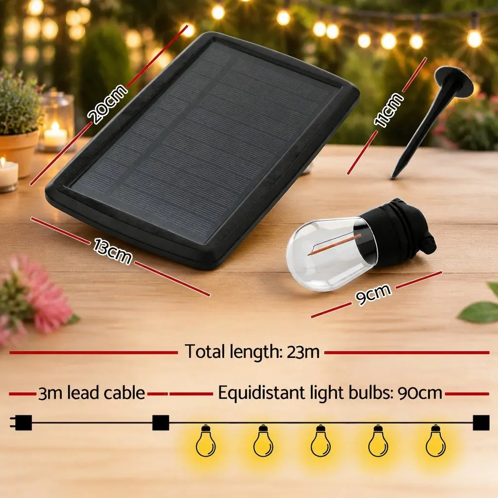 23m Solar Festoon String Lights for Outdoor Use