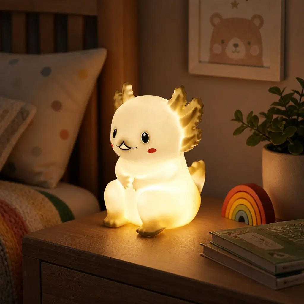 LED Light Soft Touch Silicone Axolotl 14cm x 10cm x 10cm Children Bedroom Nursery Nightlight Decor