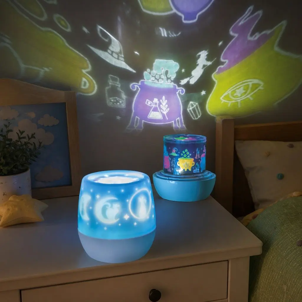 Enchanted Rotating Projector Light Kids Bedroom Ceiling Stars Moons LED