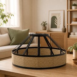 Ceiling Light Shade Pendant Vintage Boho Industrial Hemp Rope Black Metal