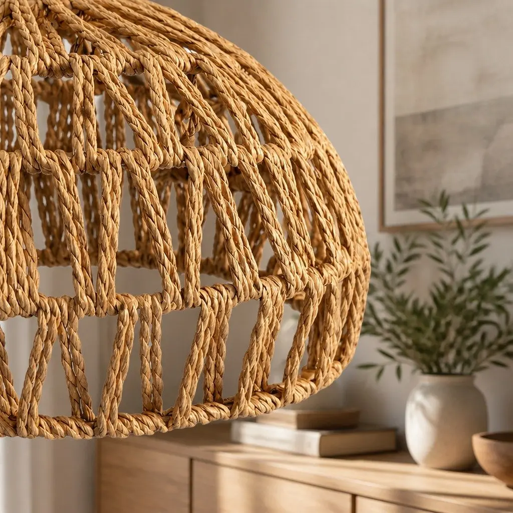 Woven Pendant Light Shade with Iron Frame