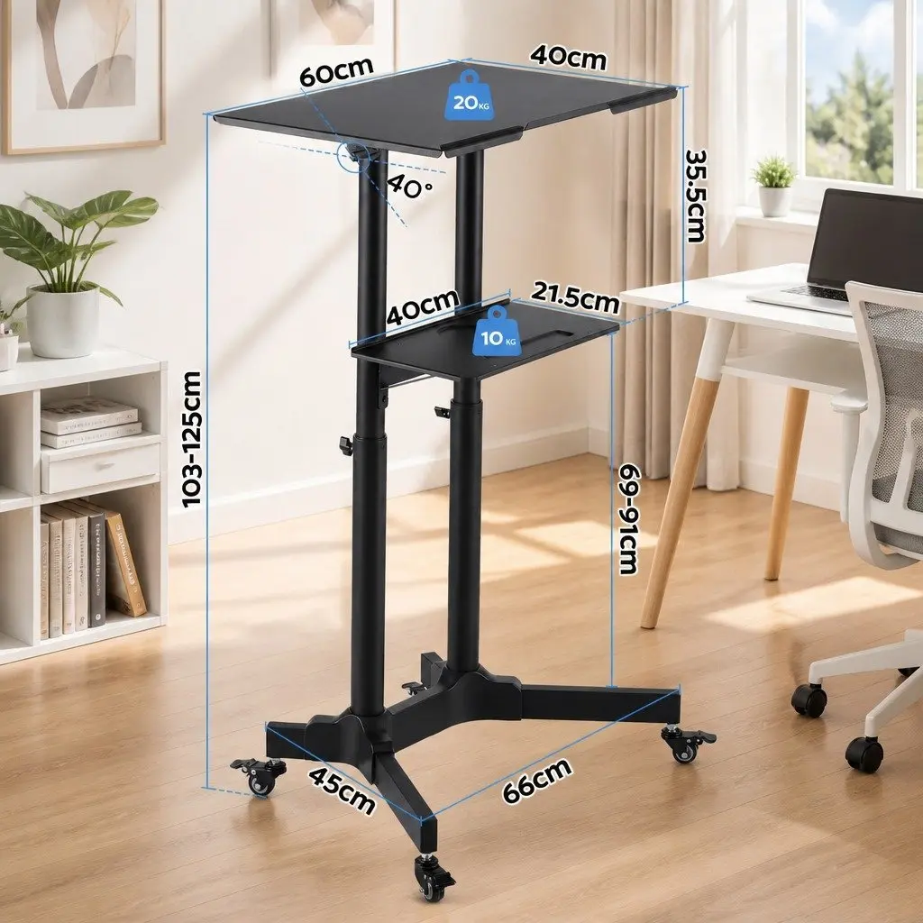 Mobile Lectern Stand with Adjustable Height