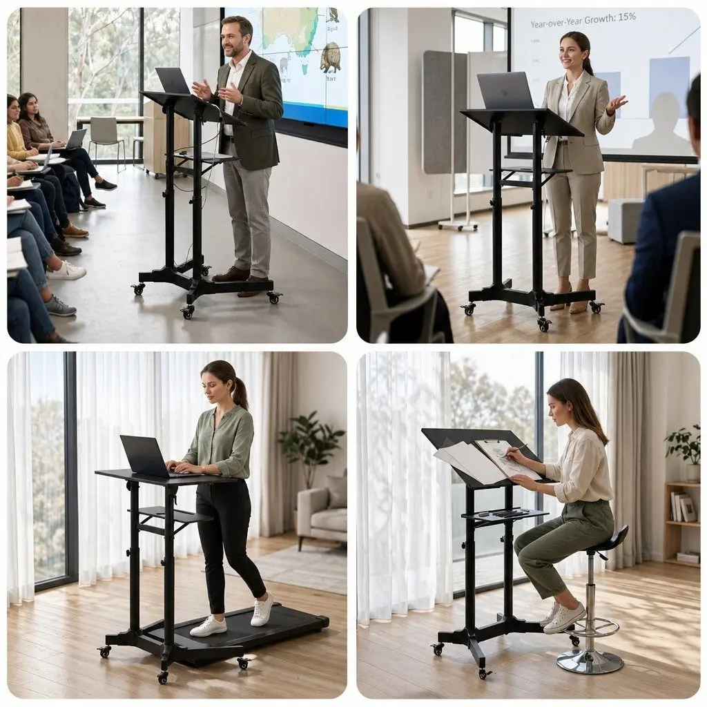 Mobile Lectern Stand with Adjustable Height