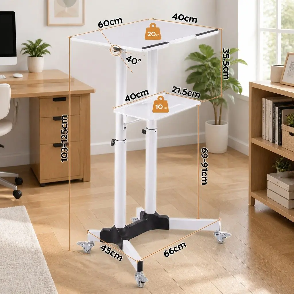 Mobile Lectern Stand Adjustable Sit-to-Stand Presentation Podium with Locking