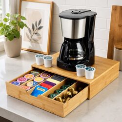 Durable Bamboo K-Cup Coffee Pod Storage Organizer