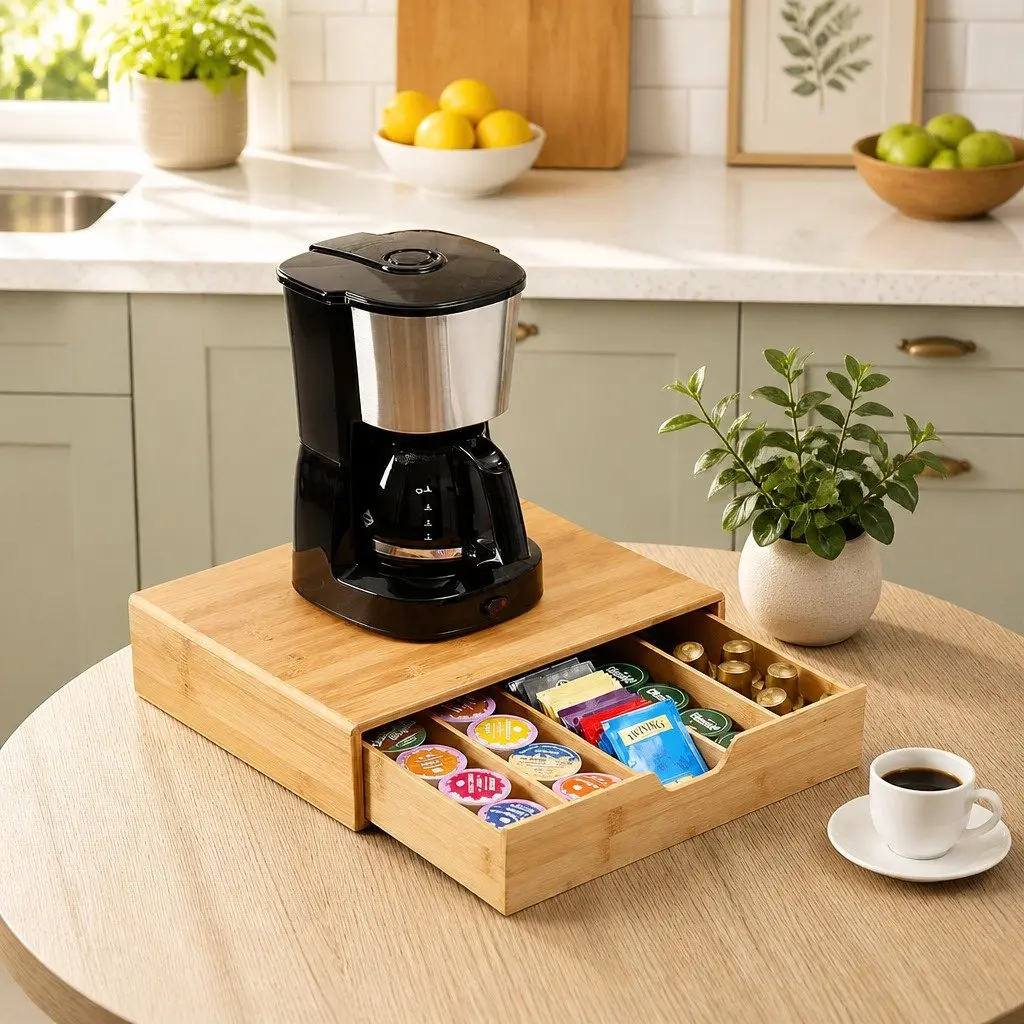 Bamboo K-Cup Coffee Pod Storage Organizer