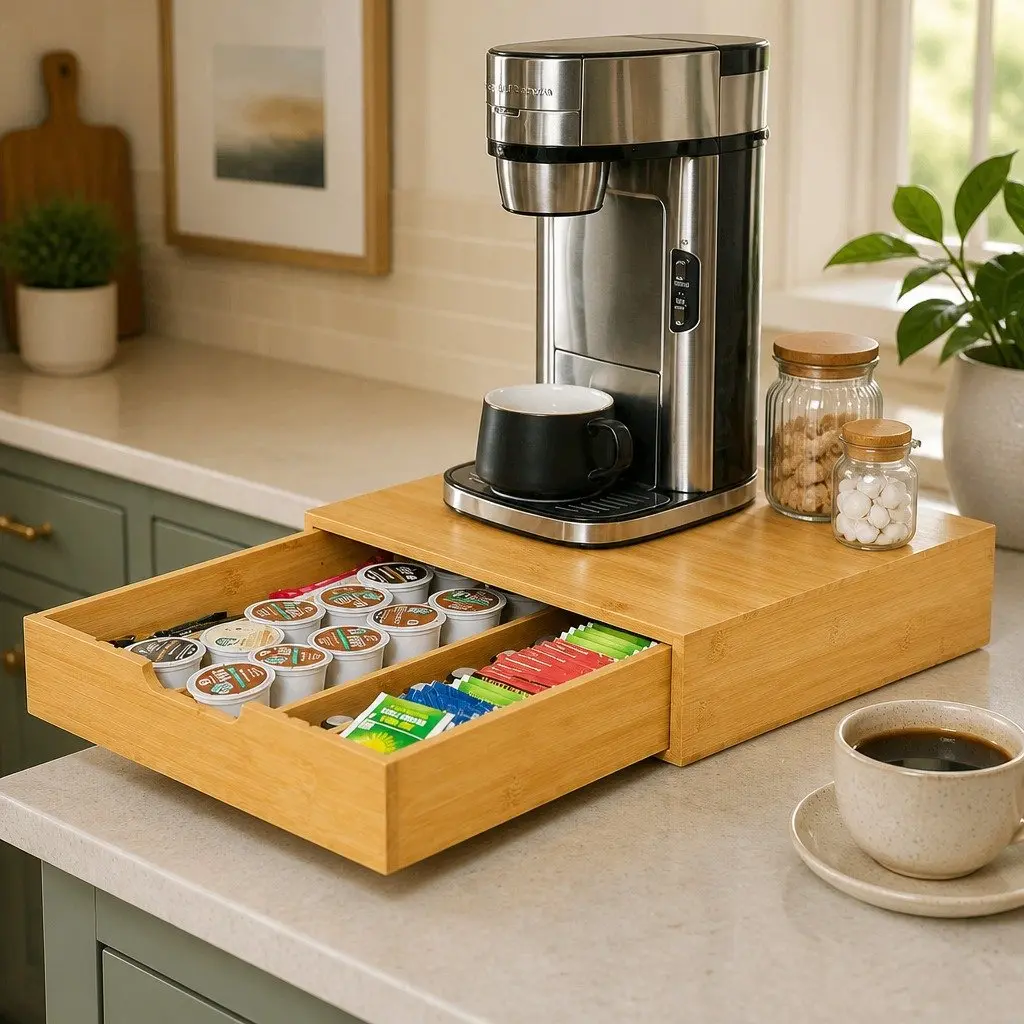 Bamboo K-Cup Coffee Pod Storage Organizer