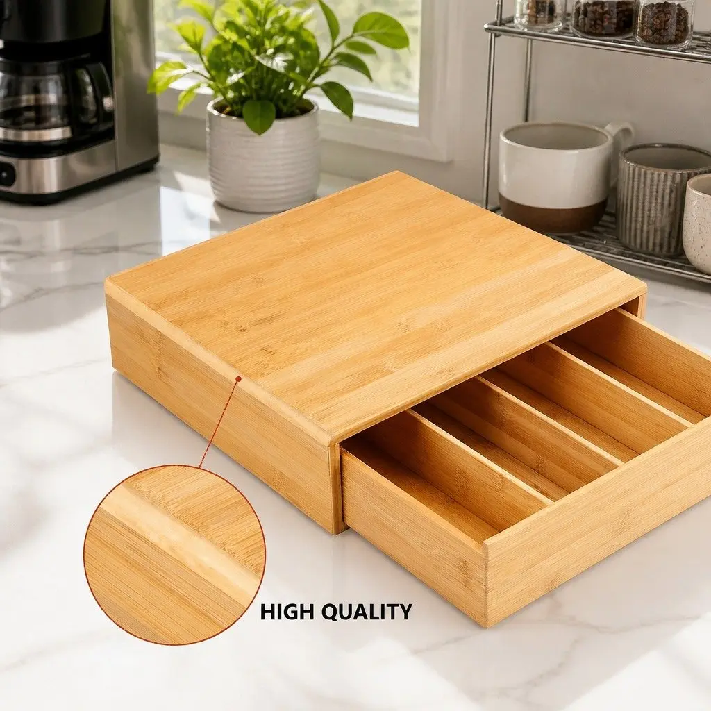 Bamboo K-Cup Coffee Pod Storage Organizer