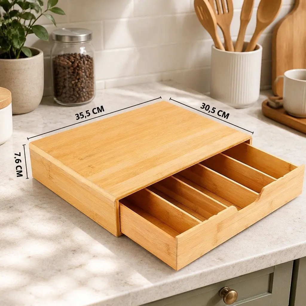 Bamboo K-Cup Coffee Pod Storage Organizer