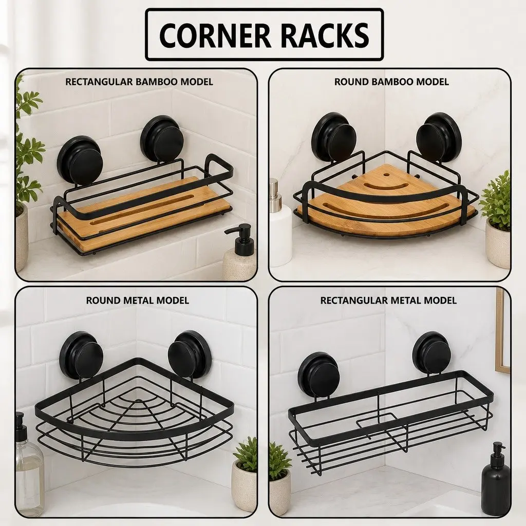 2 Pack Corner Shower Caddy with Suction Cups