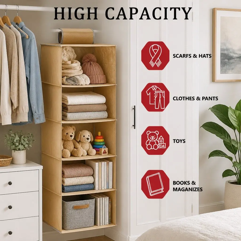 5-Tier Hanging Closet Organizer for Maximum Storage