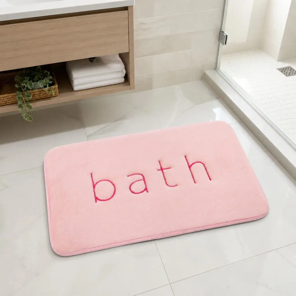 Bath Rug Mat Memory Foam 60x40cm Pink