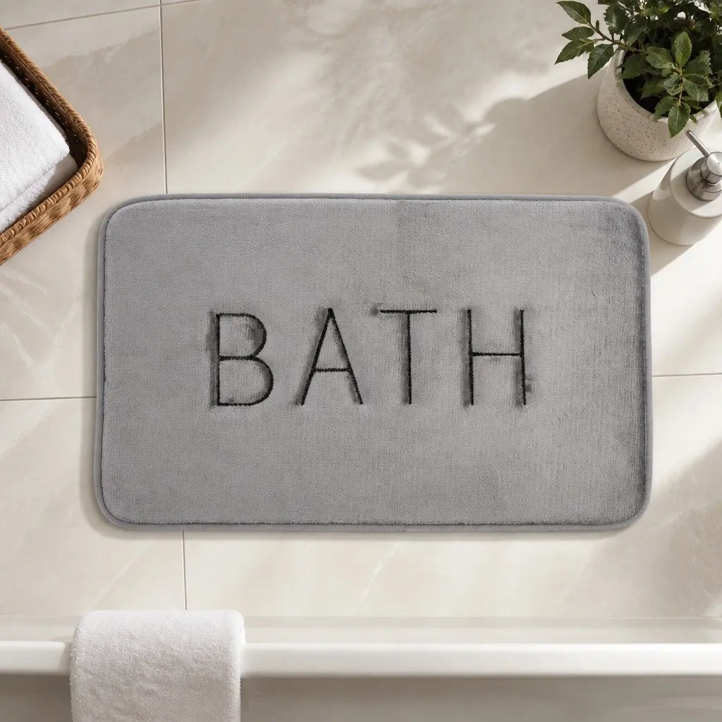 Bath Rug Mat Memory Foam Extra Thick Non-Slip Absorbent Grey 60 x 40 cm