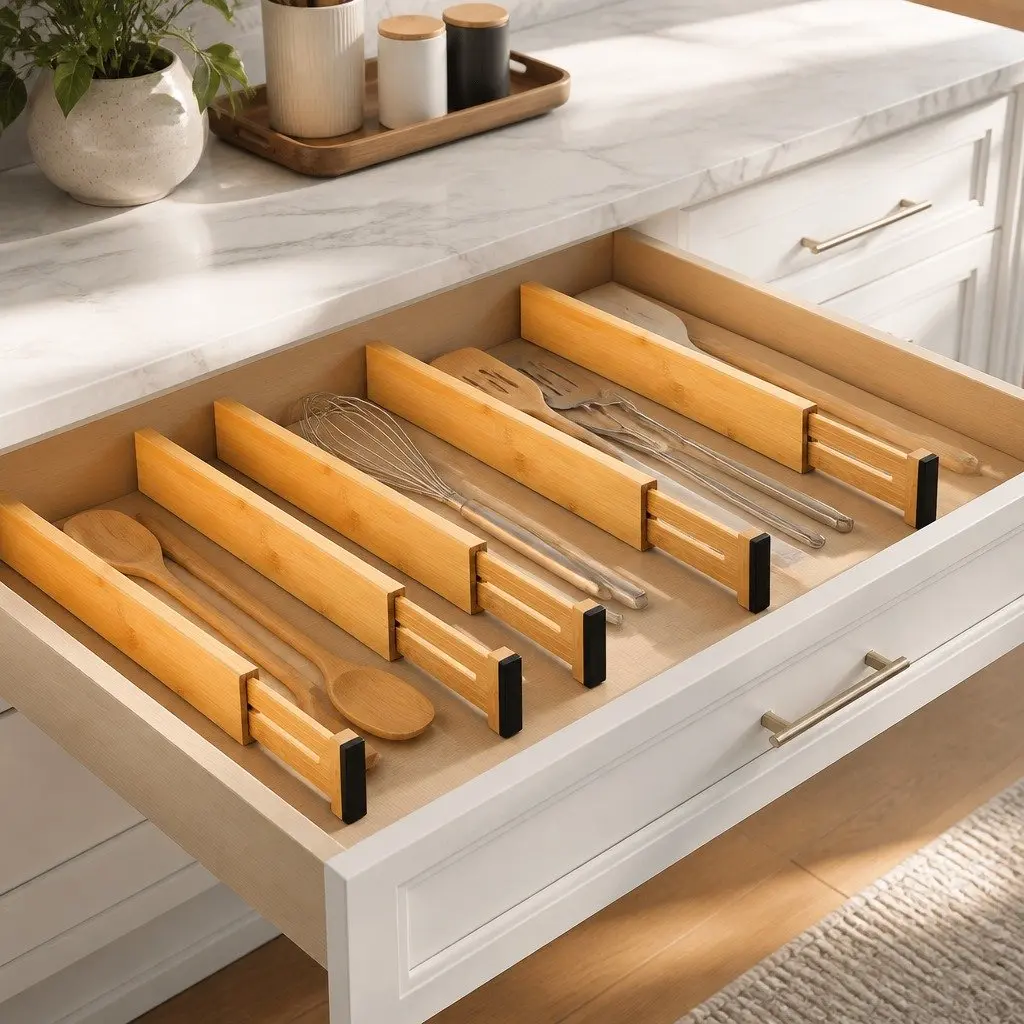 Bamboo Drawer Dividers 8 Pack for Maximum Organization