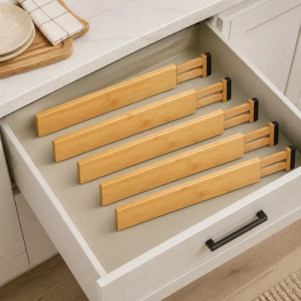 Bamboo Drawer Dividers 8 Pack for Maximum Organization