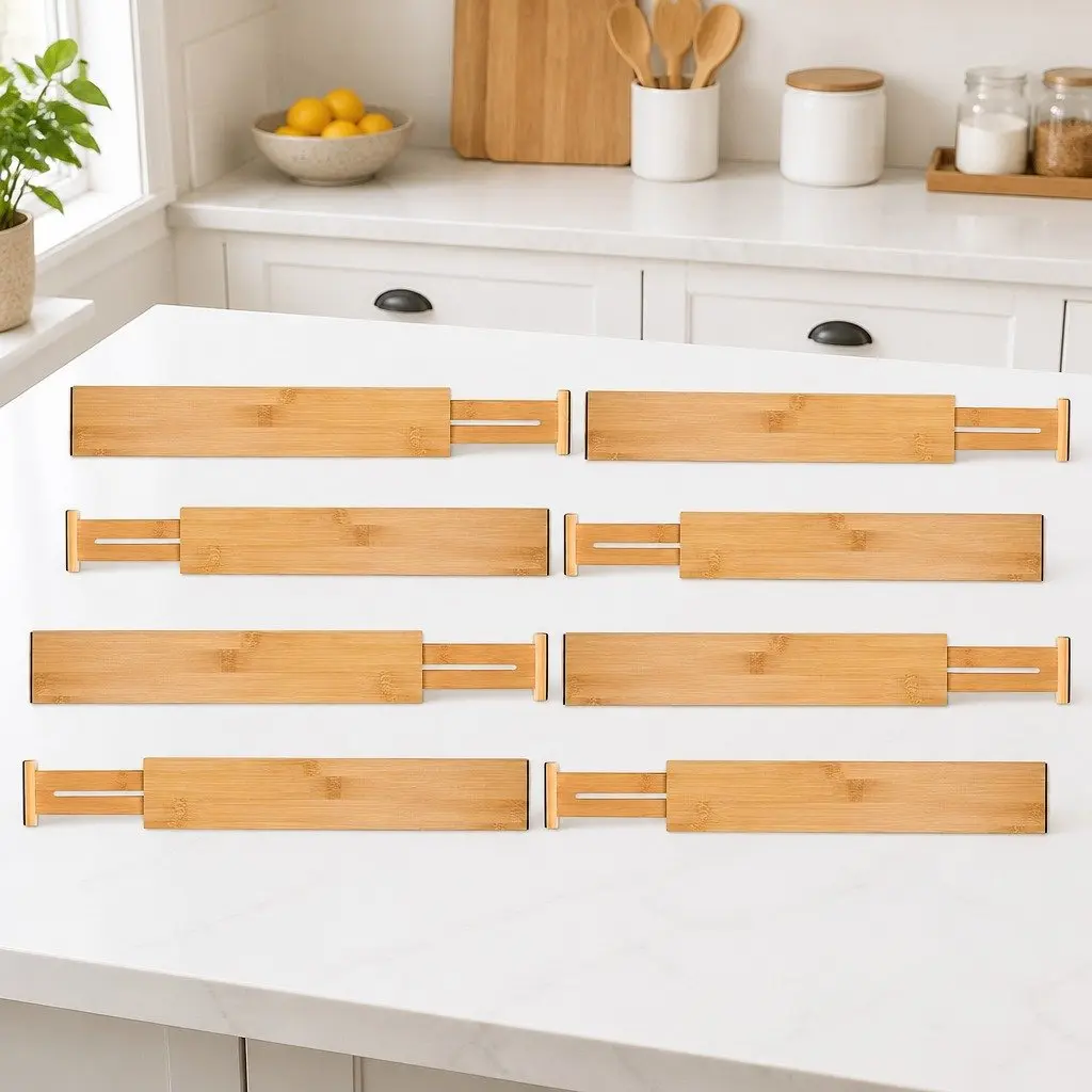 Bamboo Drawer Dividers 8 Pack for Maximum Organization