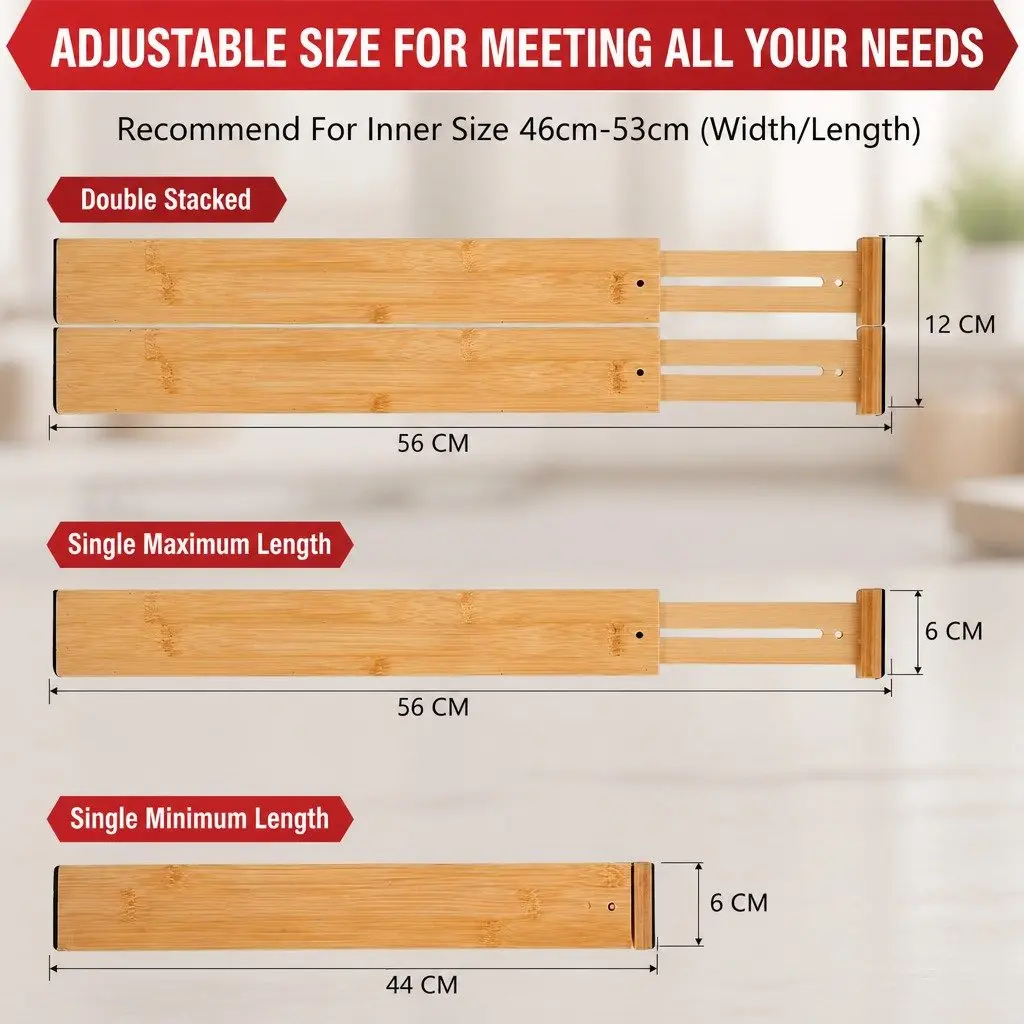 Bamboo Drawer Dividers 8 Pack for Maximum Organization