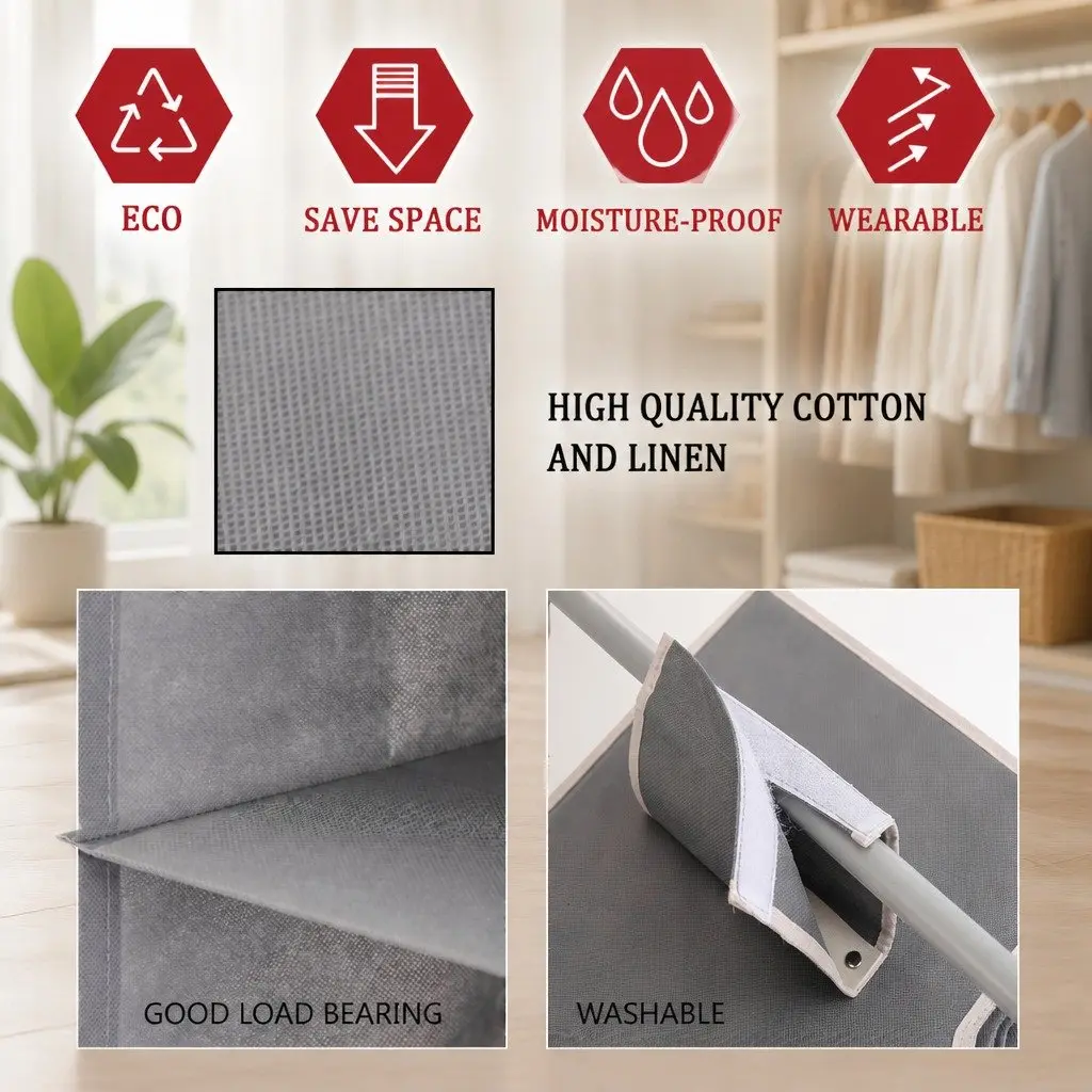 Hanging Closet Organizer Non-woven 5-Tier Grey 2 Pack