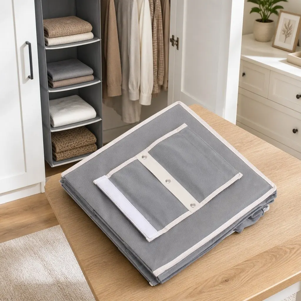 Hanging Closet Organizer Non-woven 5-Tier Grey 2 Pack