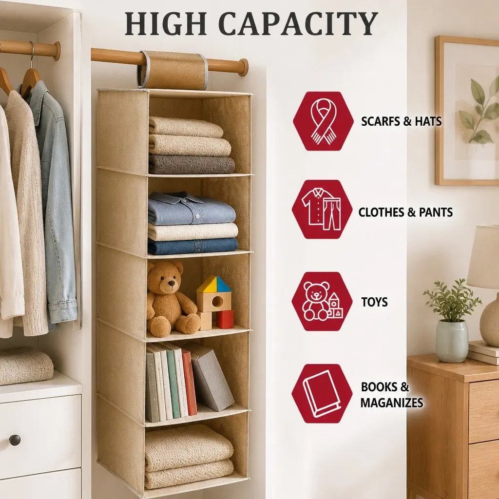 5-Tier Hanging Closet Organizer for Smart Storage