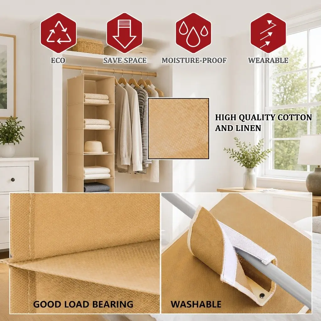 5-Tier Hanging Closet Organizer for Smart Storage