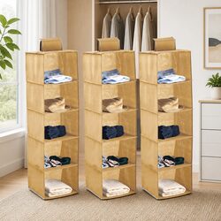 Durable 3 Pack 5-Tier Hanging Closet Organizer Shelves