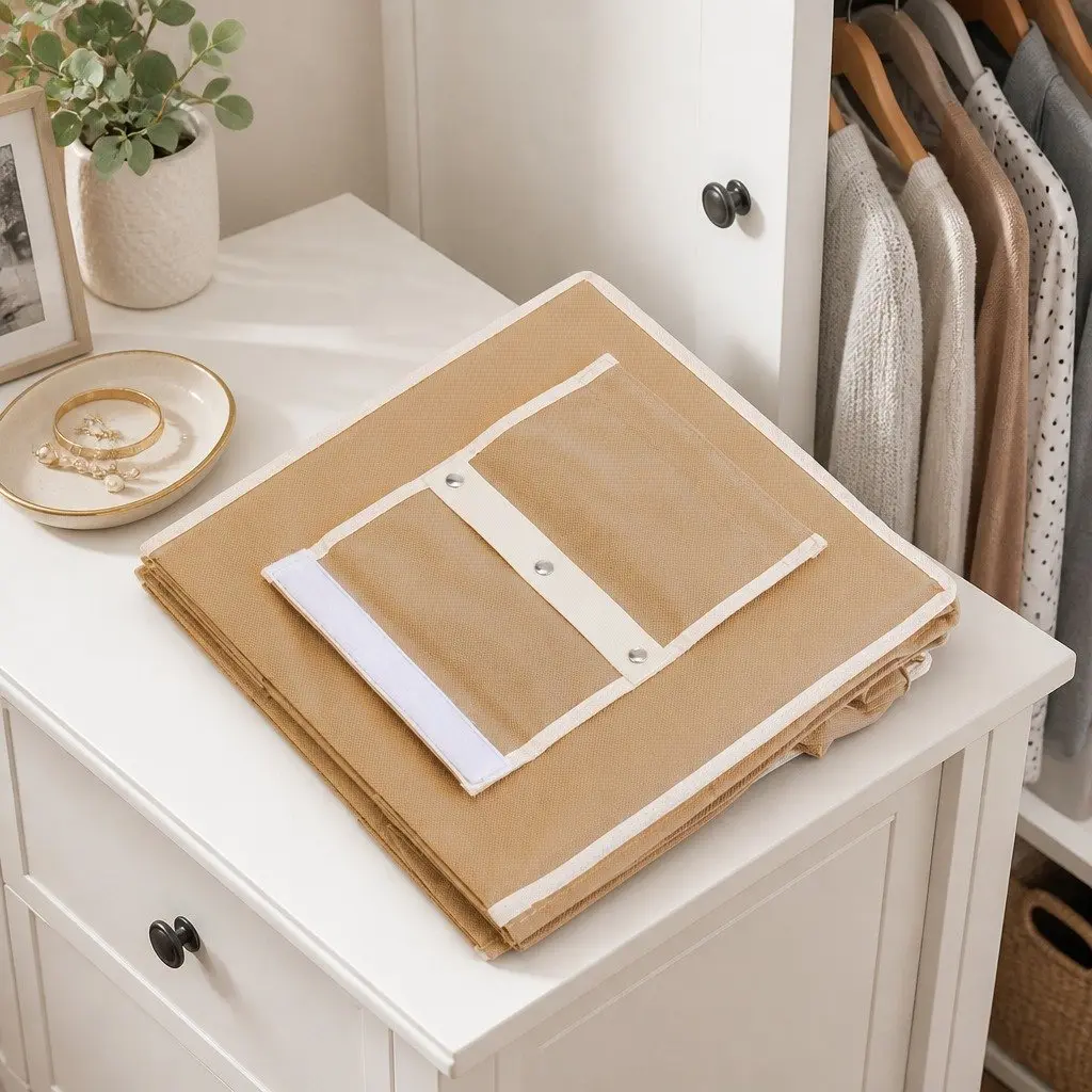 5-Tier Hanging Closet Organizer Non-Woven Beige 3 Pack