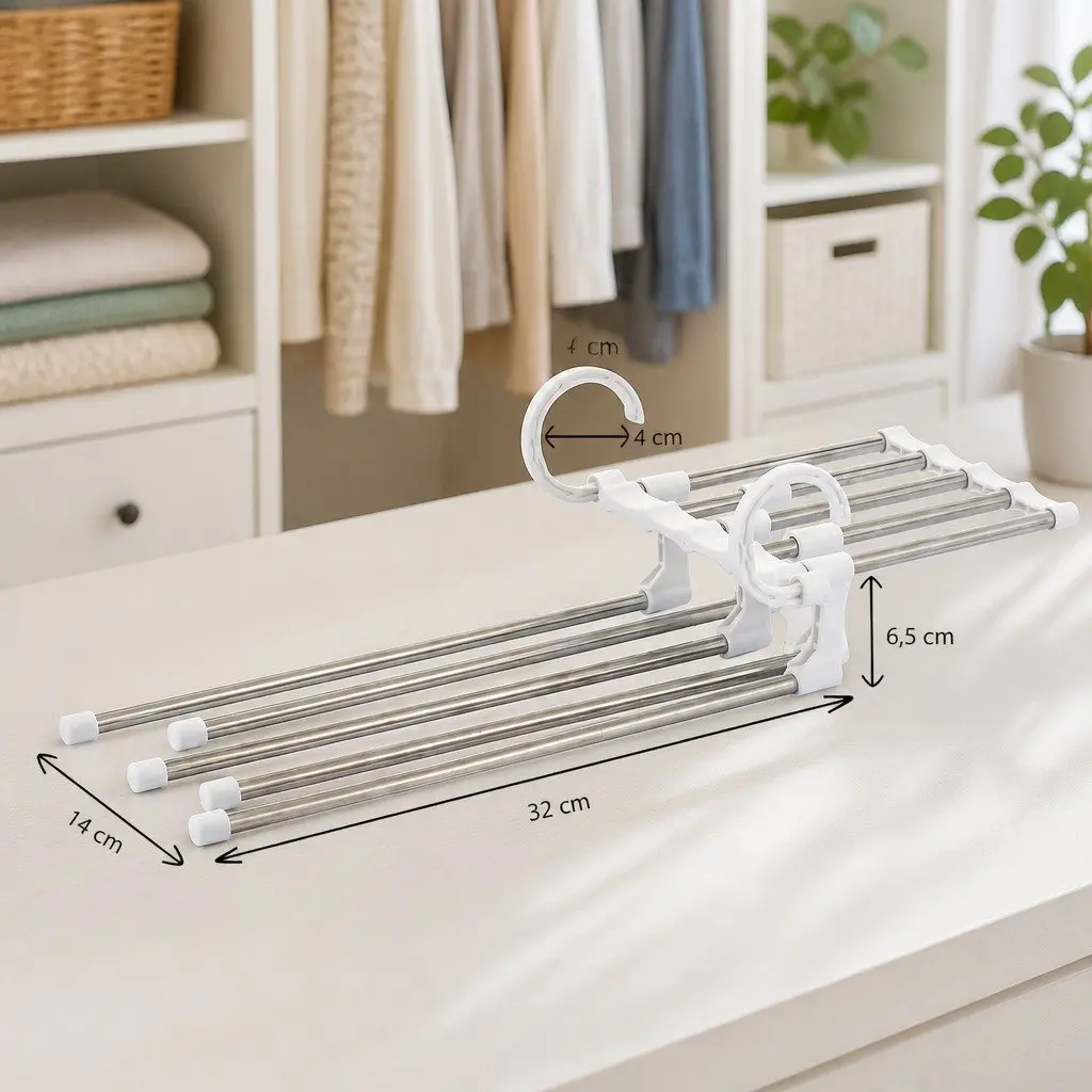 Pants Hangers Stainless Steel Adjustable Non-Slip 4 Pack Closet Storage