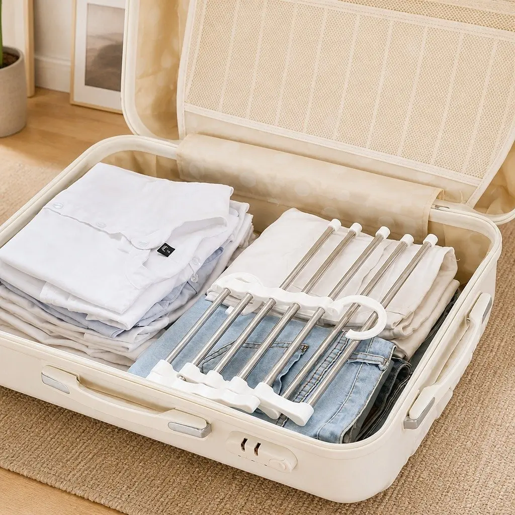 Pants Hangers Stainless Steel Adjustable 6 Pack Non-Slip Space Saving