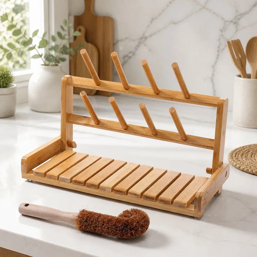 Bamboo Baby Bottle Drying Rack for Countertops
