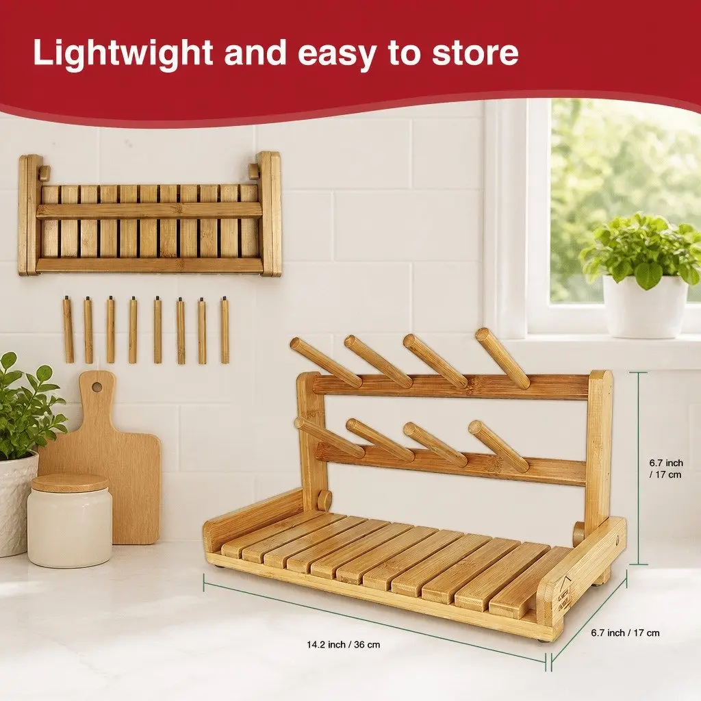 Bamboo Baby Bottle Drying Rack for Countertops