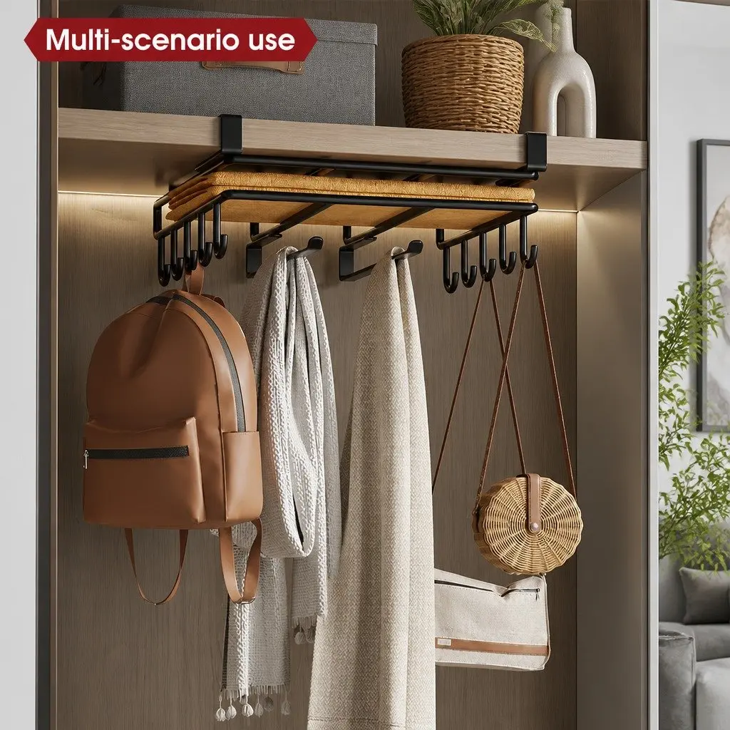 Under Cabinet Organizer Stainless Steel Multifunctional Space-Saving Kitchen Storage 25.5 x 25 x 10 cm