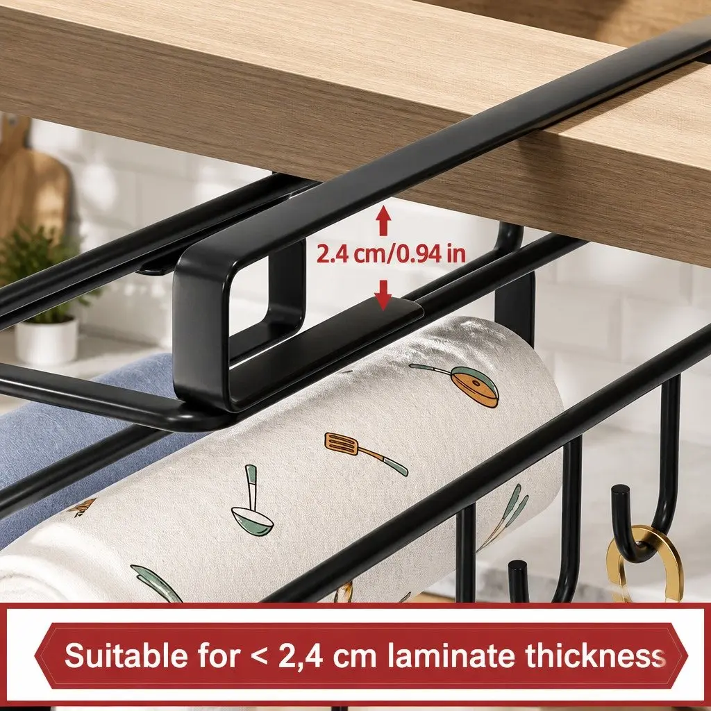 Under Cabinet Organizer Stainless Steel Multifunctional Space-Saving Kitchen Storage 25.5 x 25 x 10 cm