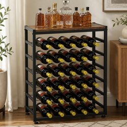 Durable 6-Tier Wine Rack for 30 Bottles with Wood Top