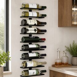 Premium Metal Wine Rack for 10 Bottles - Wall-Mounted